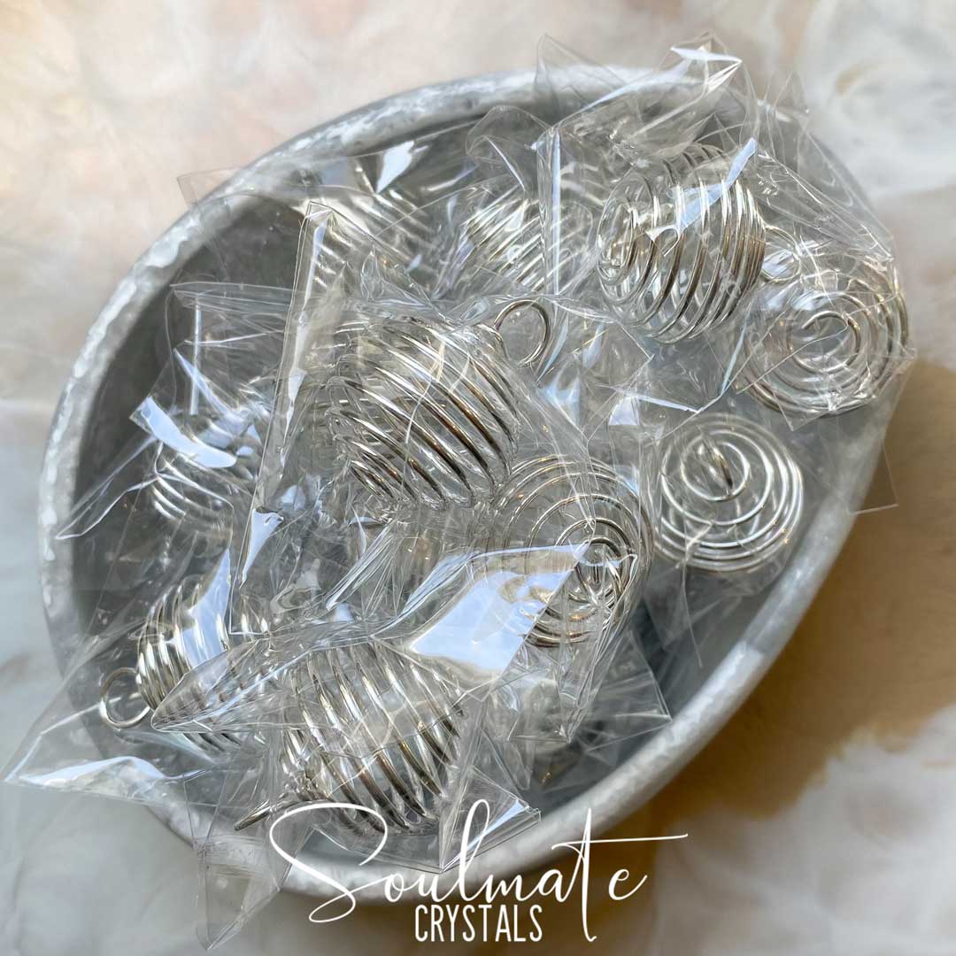 Soulmate Crystals Silver Tone Wire Spiral Cage Crystal Holder, Crystal Jewellery, Crystal Accessory