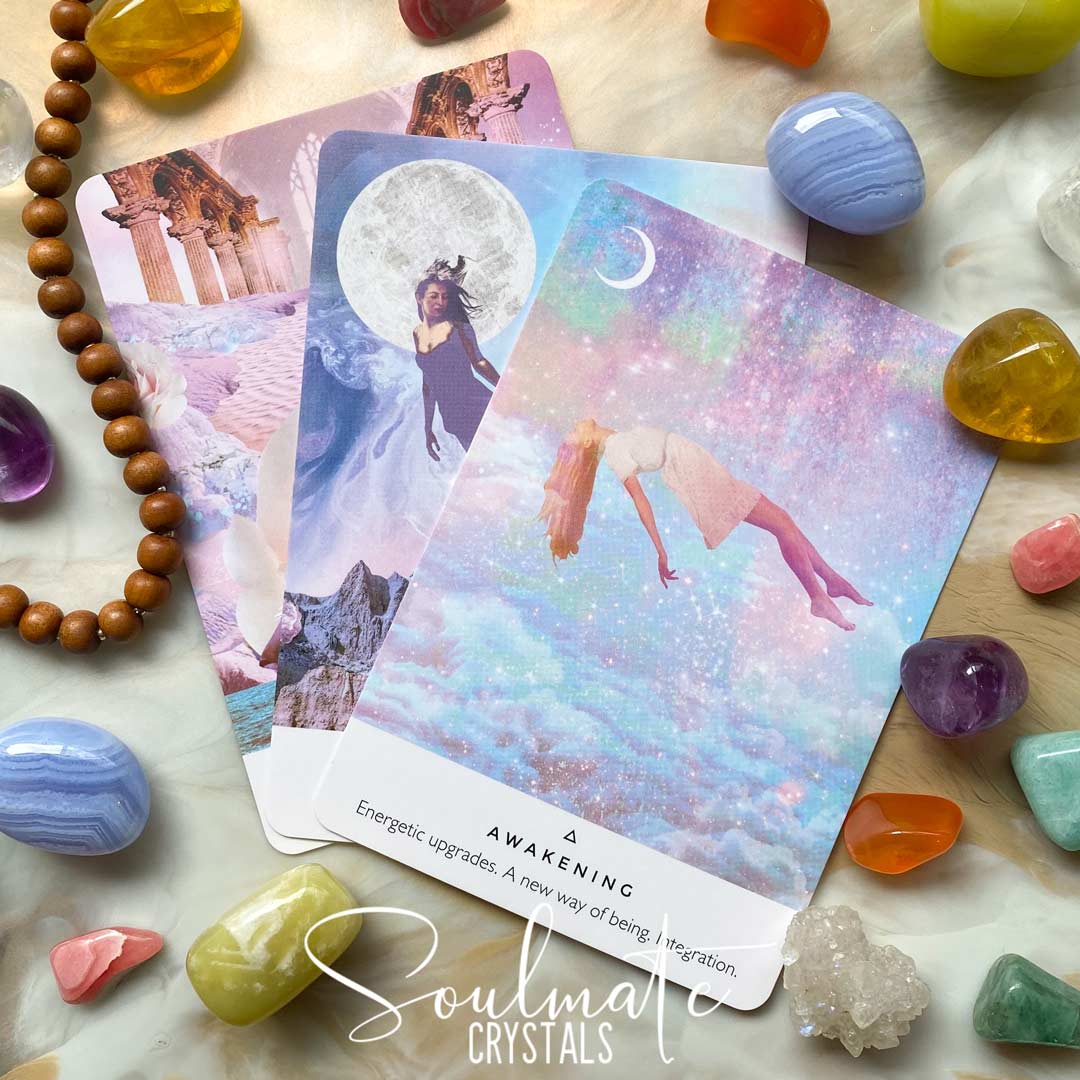 Soulmate Crystals Work Your Light Oracle Card Deck Rebecca Campbell, Pink, Blue, Lilac Oracle Card Boxed Set of Cards for Divination