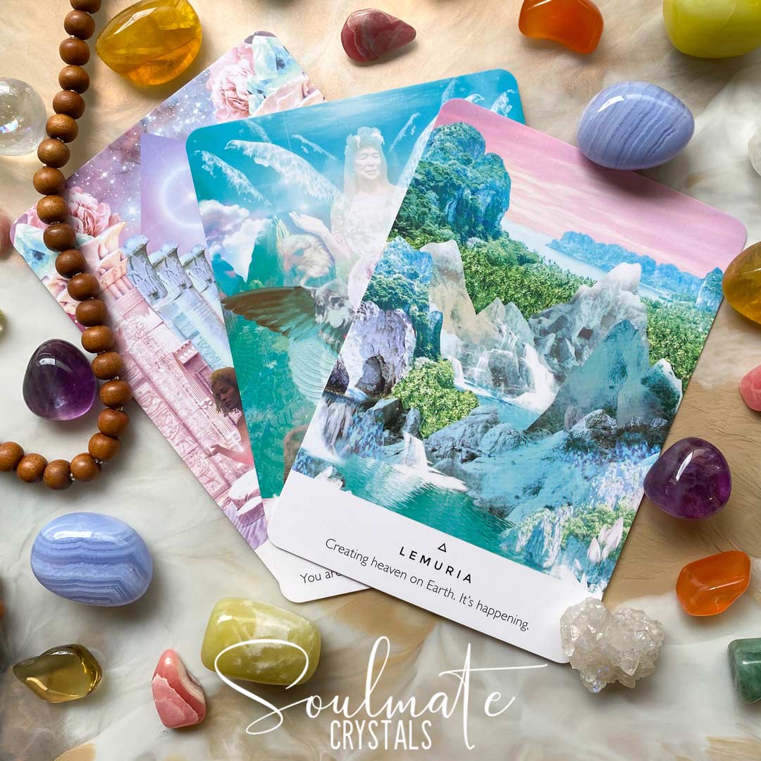 Soulmate Crystals Work Your Light Oracle Card Deck Rebecca Campbell, Pink, Blue, Lilac Oracle Card Boxed Set of Cards for Divination