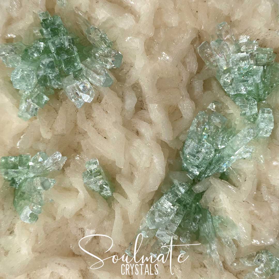 Soulmate Crystals Zeolite Green Apophyllite Flower Raw Mineral Specimen, Rare, High Vibration Crystal for Harmony