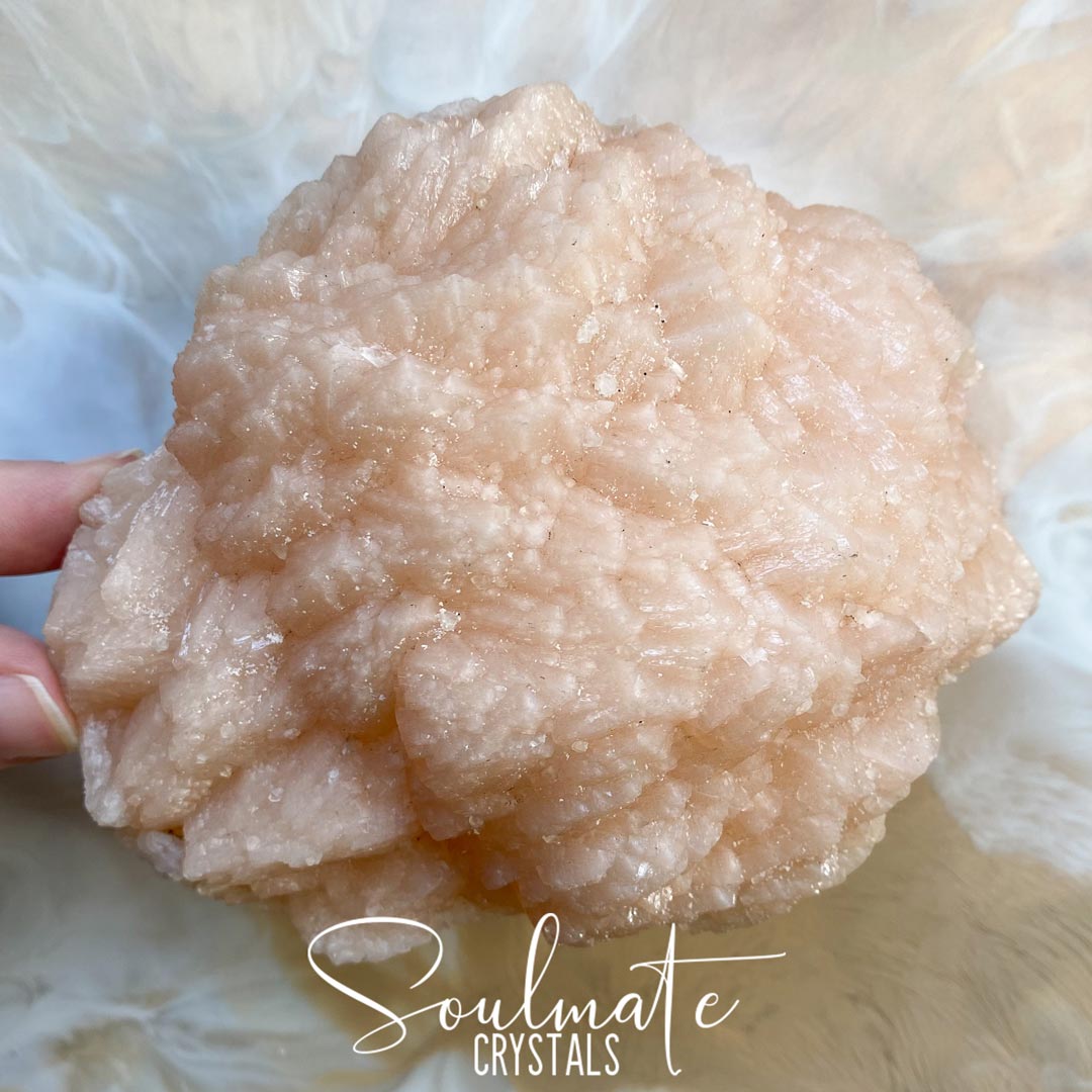 Soulmate Crystals Zeolite Peach Stilbite Giant Puffball Raw Mineral Specimen, High Vibration Crystal for Harmony and Cleansing