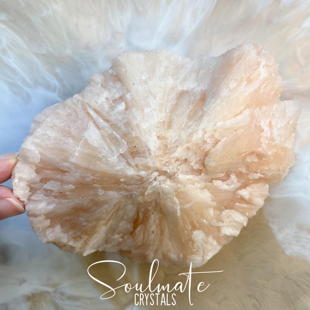 Soulmate Crystals Zeolite Peach Stilbite Giant Puffball Raw Mineral Specimen, High Vibration Crystal for Harmony and Cleansing