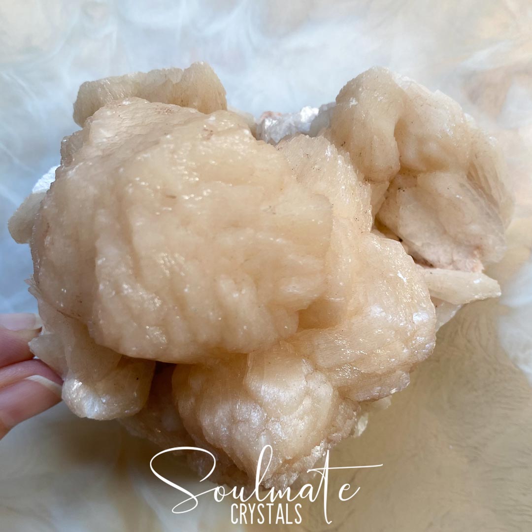 Soulmate Crystals Zeolite Peach Stilbite Puff Cluster Raw Mineral Specimen, High Vibration Crystal for Harmony and Cleansing