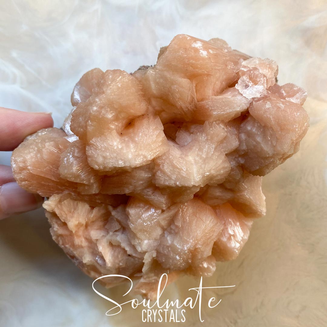 Soulmate Crystals Zeolite Peach Stilbite Puff Cluster Raw Mineral Specimen FQ, High Vibration Crystal for Harmony and Cleansing