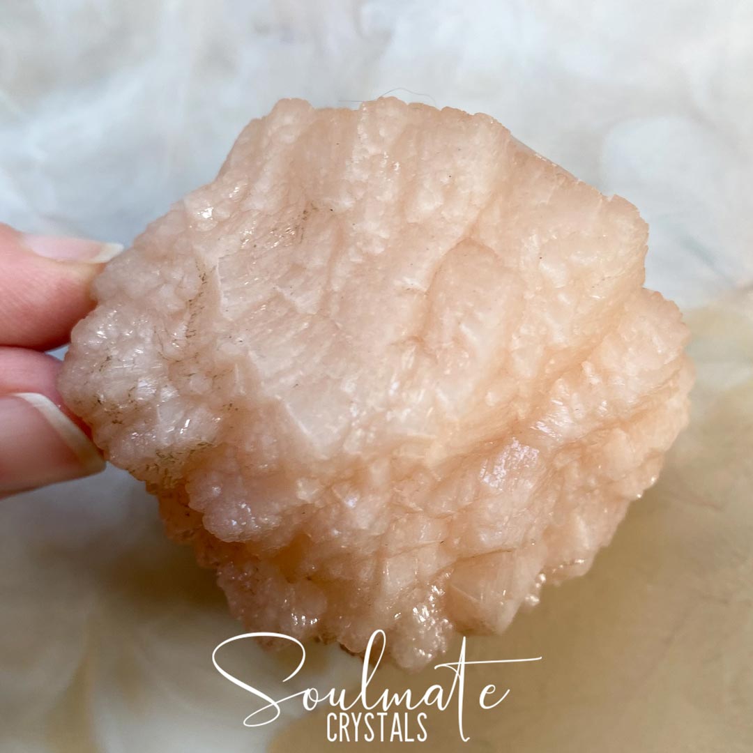 Soulmate Crystals Zeolite Peach Stilbite Puff Raw Mineral Specimen, High Vibration Crystal for Harmony and Cleansing